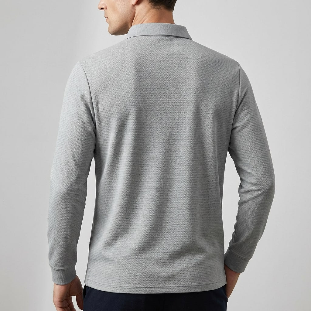 Eren Men’s Long Sleeve Polo – Soft Woven Fabric with Structured Collar