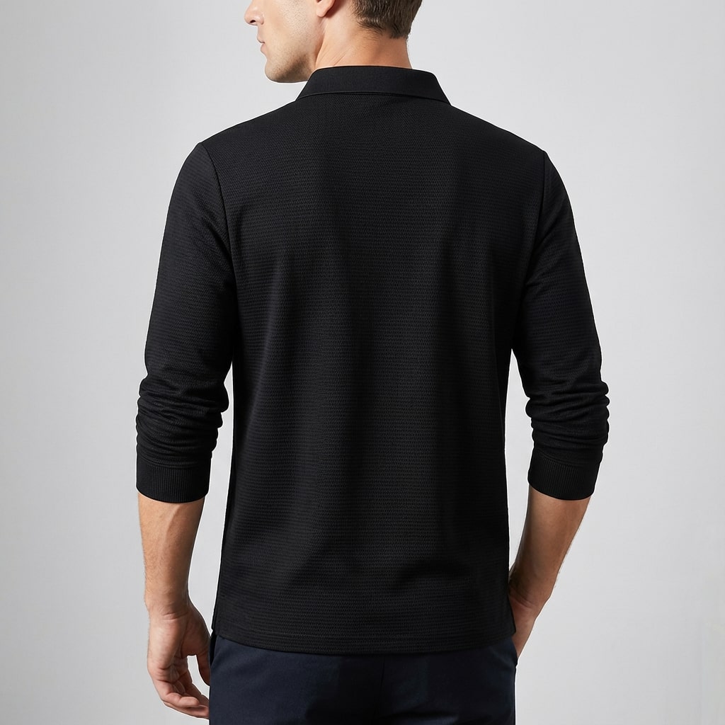 Eren Men’s Long Sleeve Polo – Soft Woven Fabric with Structured Collar