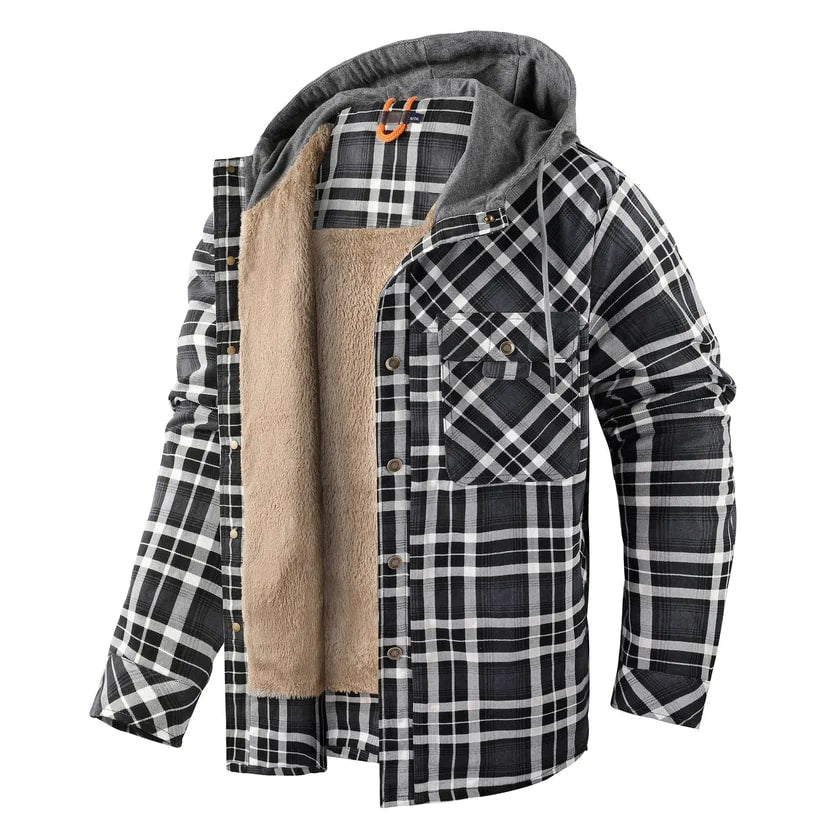 Florent Men’s Hoodie Jacket – Sherpa-Lined Flannel Hoodie for Winter Wear