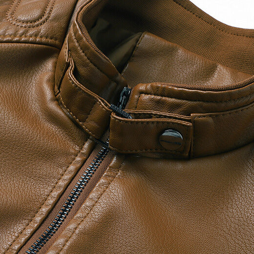 Antoine Men’s Leather Jacket – Structured Zip-Up Moto Jacket with Multiple Pockets