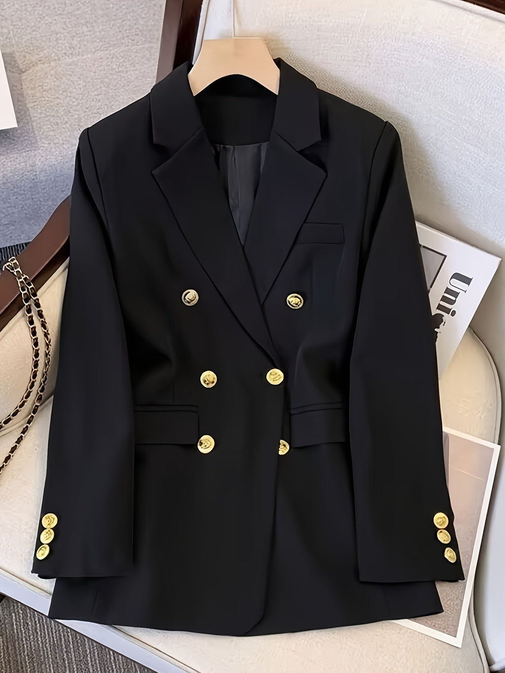 Camila | Women Winter Gold Button Office Blazer