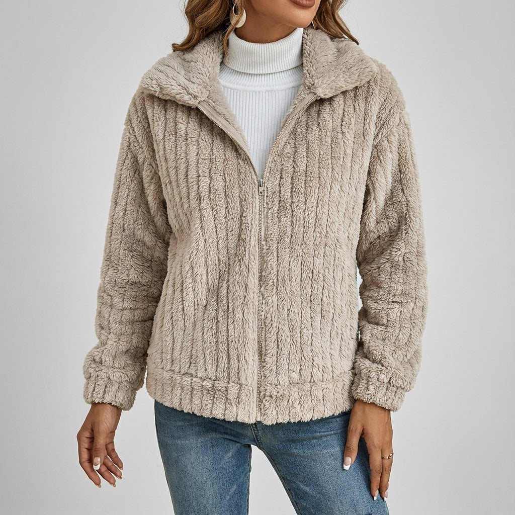 Leyla Women’s Faux Fur Jacket – Elegant Plush Outerwear for Winter Layering