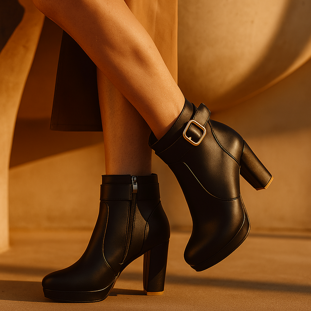 Louise Women’s Platform Boots – Cushioned Comfort High Heeled Ankle Boots