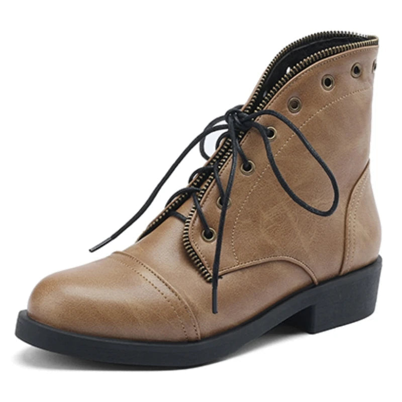 Léna Women’s Ankle Boots – Leather Military-Inspired Design Booties