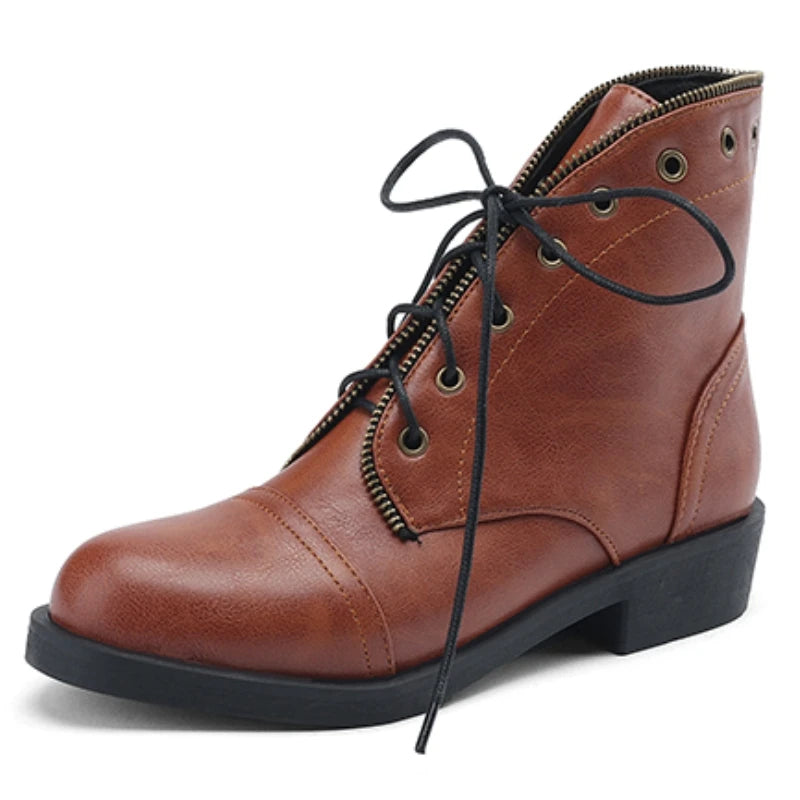 Léna Women’s Ankle Boots – Leather Military-Inspired Design Booties