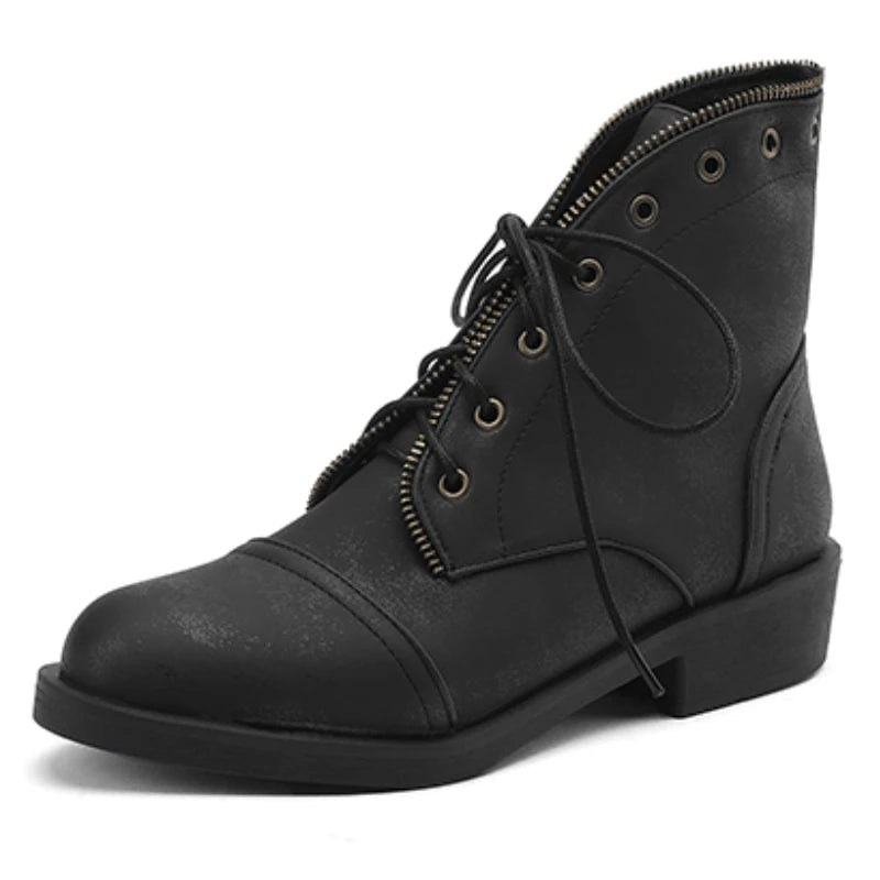 Léna Women’s Ankle Boots – Leather Military-Inspired Design Booties