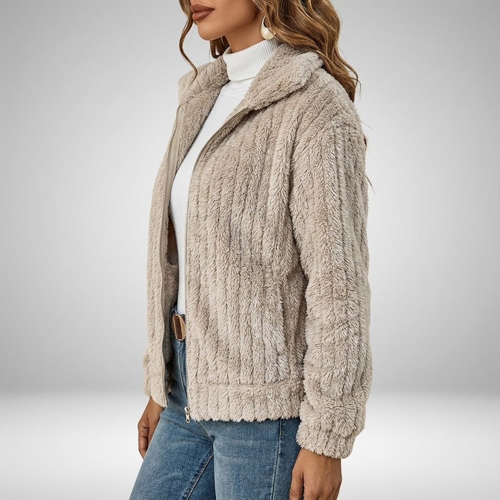 Leyla Women’s Faux Fur Jacket – Elegant Plush Outerwear for Winter Layering
