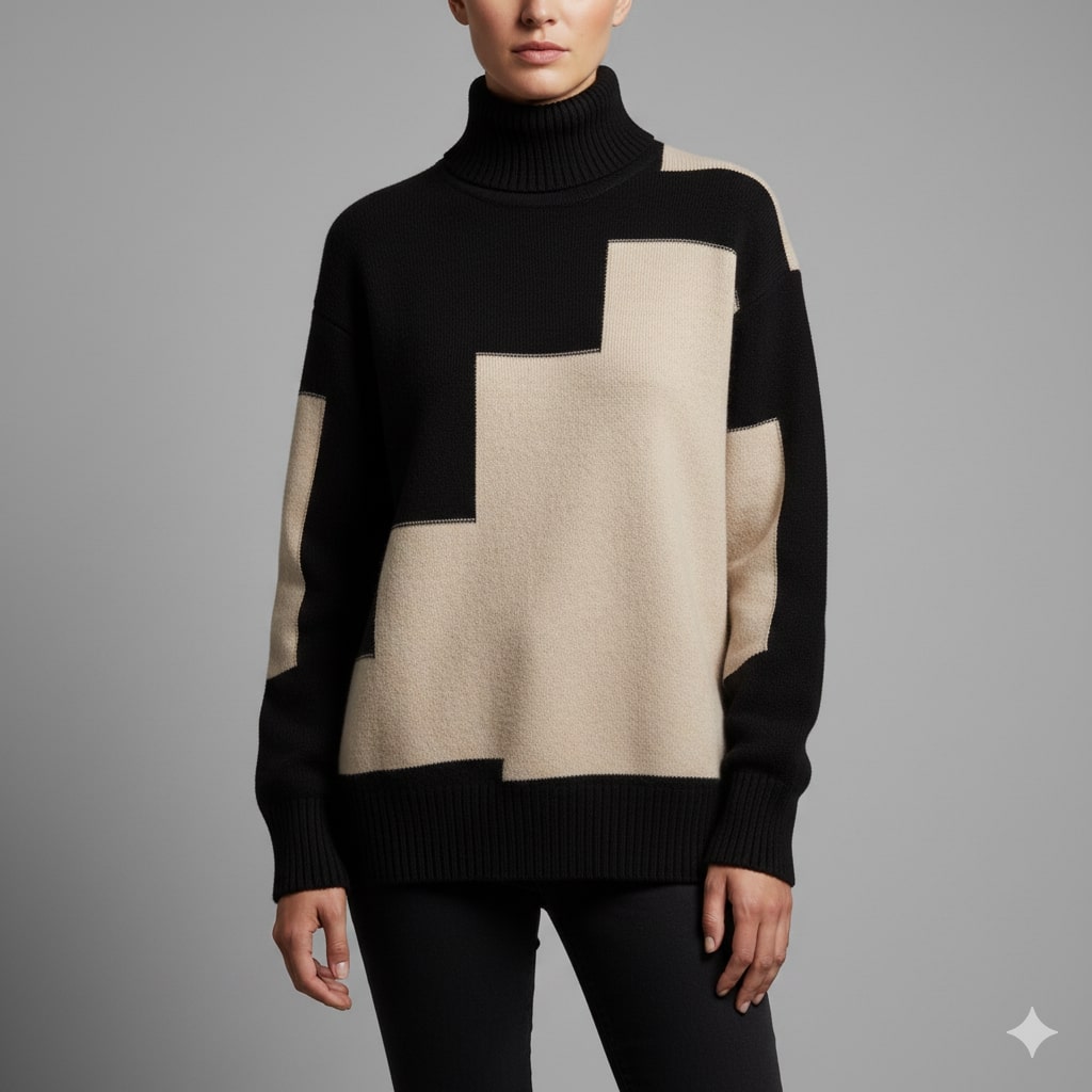 Mélanie Women’s Turtleneck Sweater – Soft Knit Pullover with Warm Ribbed Texture