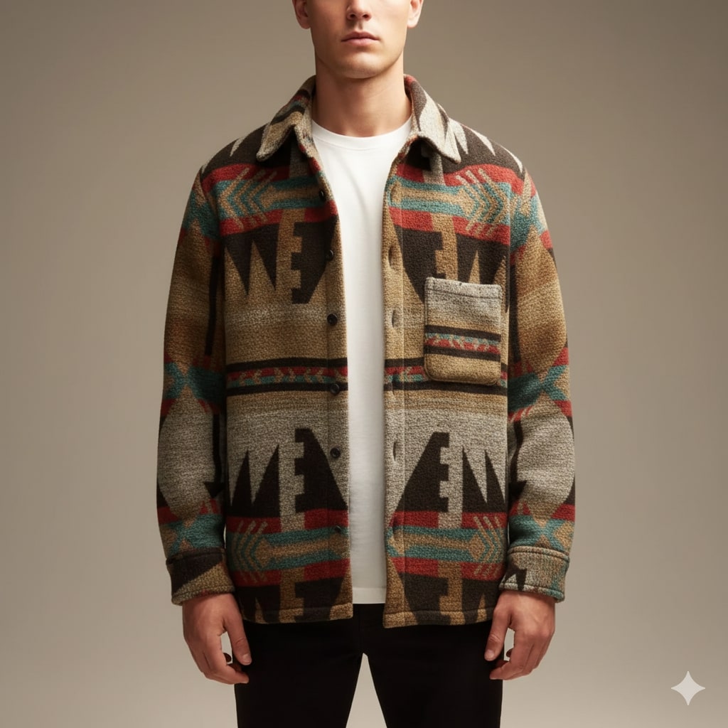 Diego Men’s Shirt Jacket – Premium Wool Blend Outerwear with Relaxed Fit Warmth