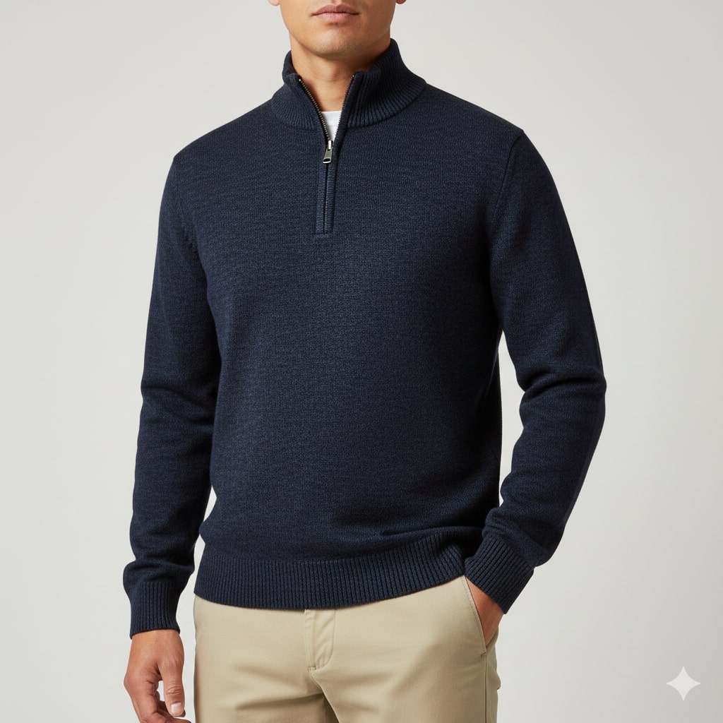 Jonas Men’s Quarter-Zip Sweater – Cotton Knit Pullover for Layered Comfort