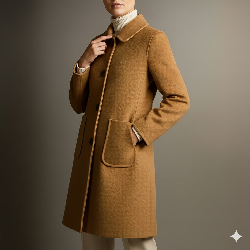 Léonie Women’s Wool Coat – Virgin Wool Overcoat with Tailored Straight Cut