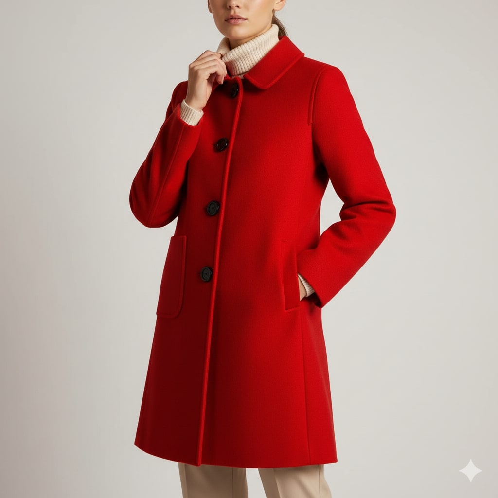 Léonie Women’s Wool Coat – Virgin Wool Overcoat with Tailored Straight Cut