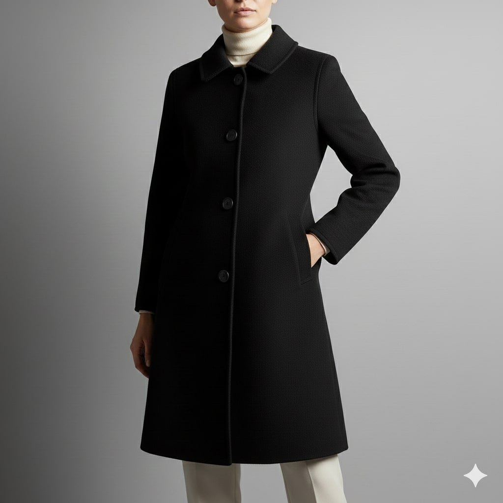 Léonie Women’s Wool Coat – Virgin Wool Overcoat with Tailored Straight Cut
