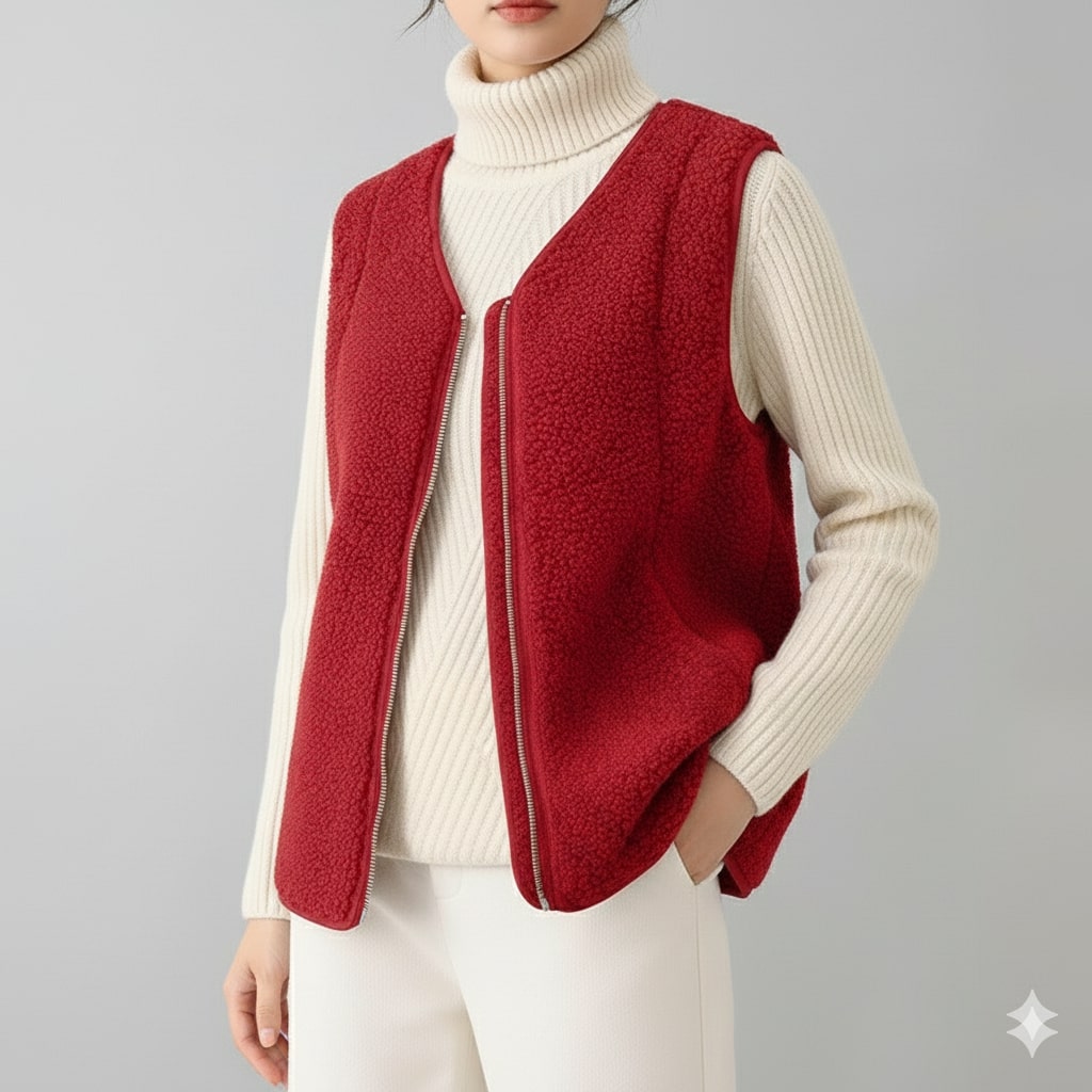 Estelle Women’s Fleece Vest – Plush Shearling Vest Lightweight Layer