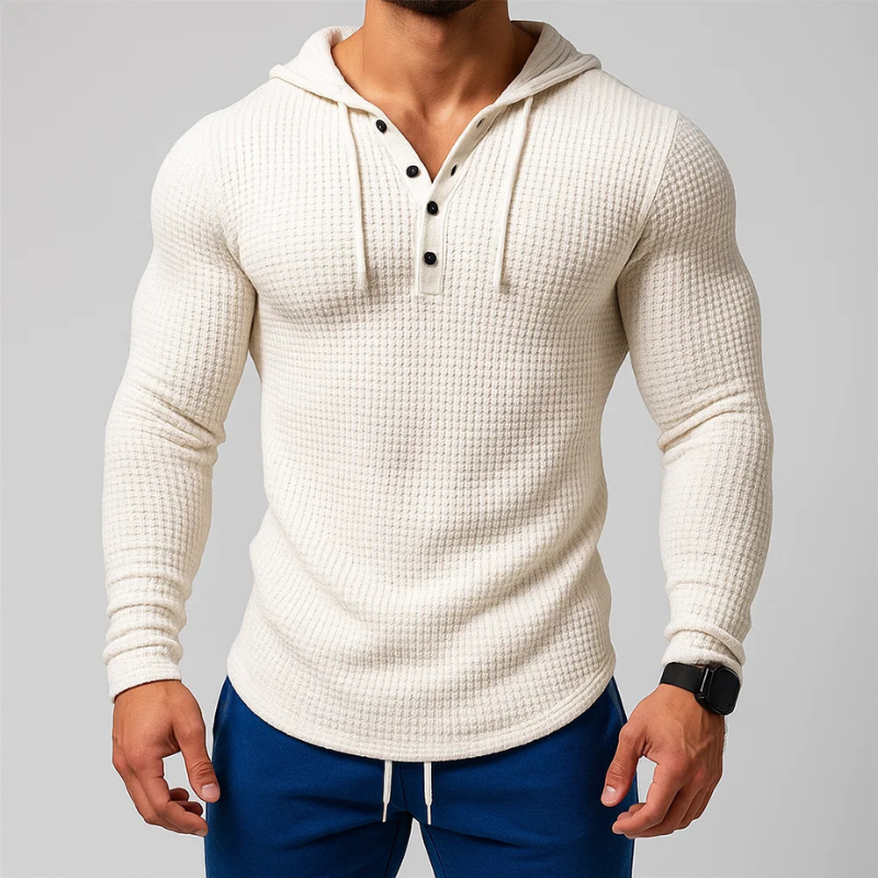 Riccardo Men’s Hoodie Pullover – Waffle Knit Textured Pullover