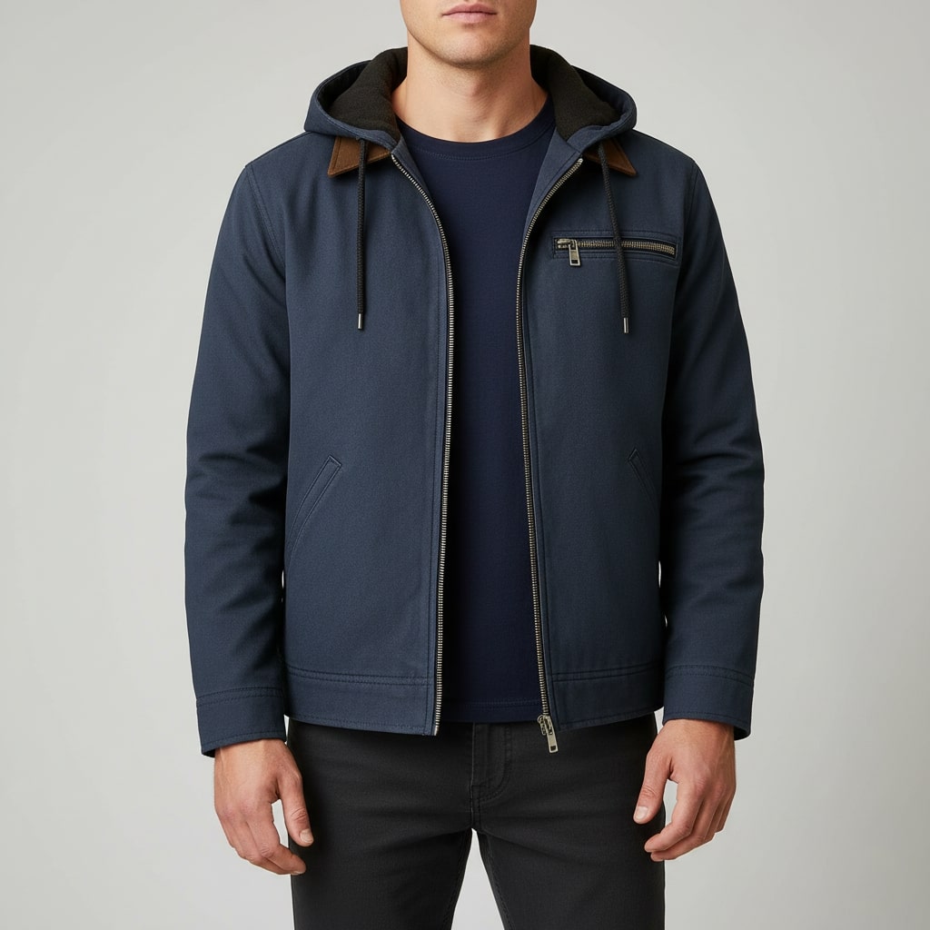 Arthur Men’s Hooded Jacket – Lightweight Windbreaker Jacket with Fleece Lining