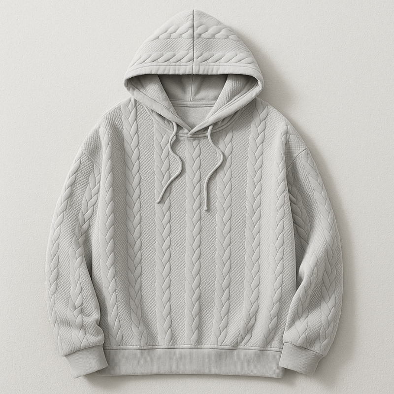 Tristan Men’s Cable Knit Hoodie – Textured Cotton Comfort for Cool Weather