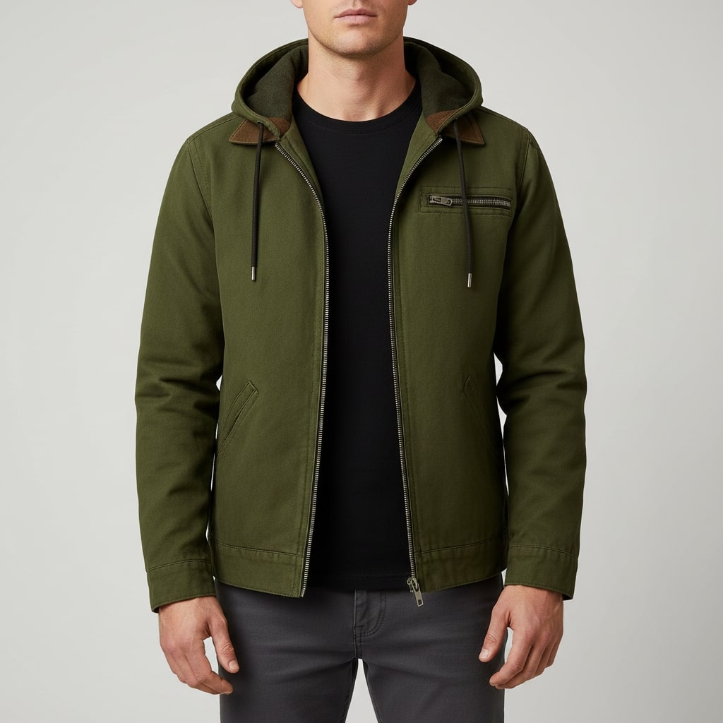 Arthur Men’s Hooded Jacket – Lightweight Windbreaker Jacket with Fleece Lining