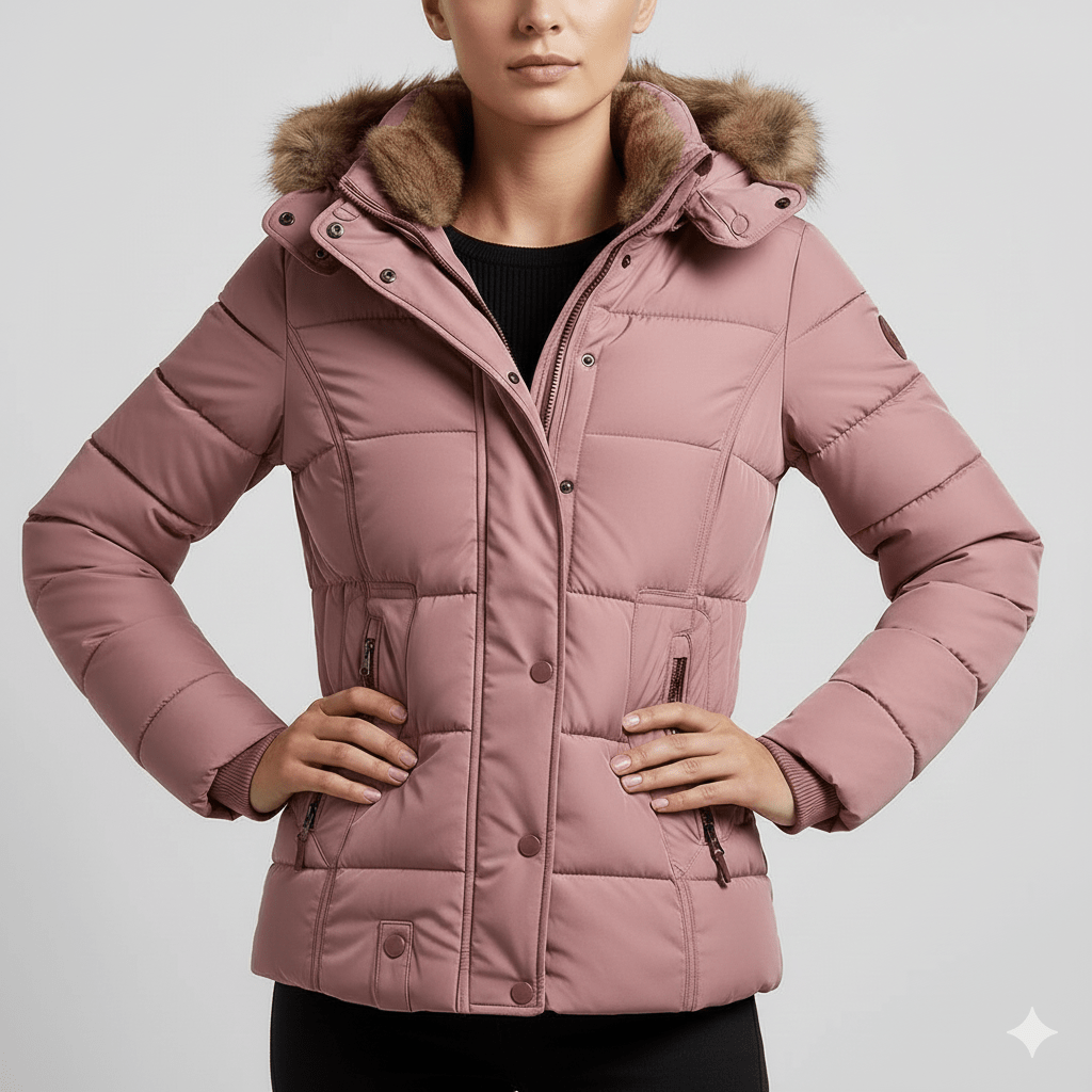 Zuzanna Women’s Puffer Jacket – Quilted Winter Coat with Detachable Fur Hood