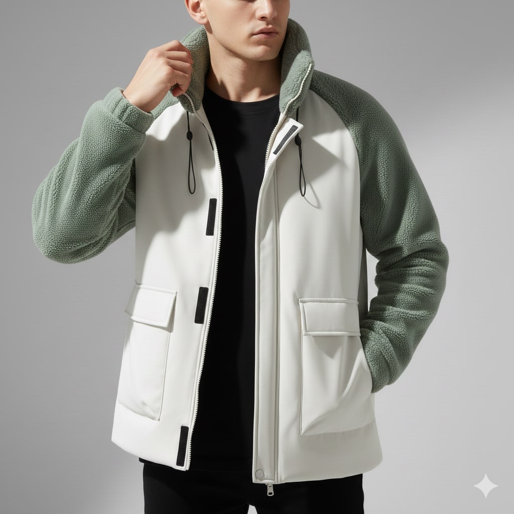 Diego Men’s Fleece Jacket – Hybrid Sherpa Zip Up Jacket