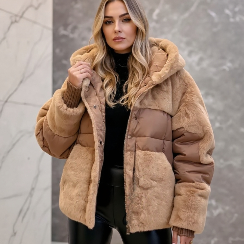 Roos Women's Cotton-Filled Parka – Faux Fur Trim & Warm Elasticated Cuffs