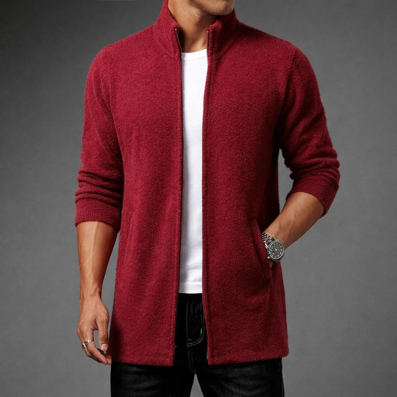 Manuel Men’s Fleece Jacket – Mid-Length Zip Up Jacket for Cold Weather