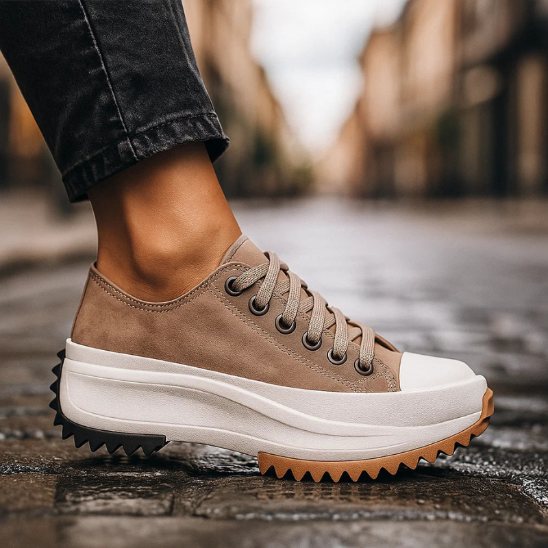 Wilma Women’s Leather Platform Sneakers – Retro Style with Cushioned Sole