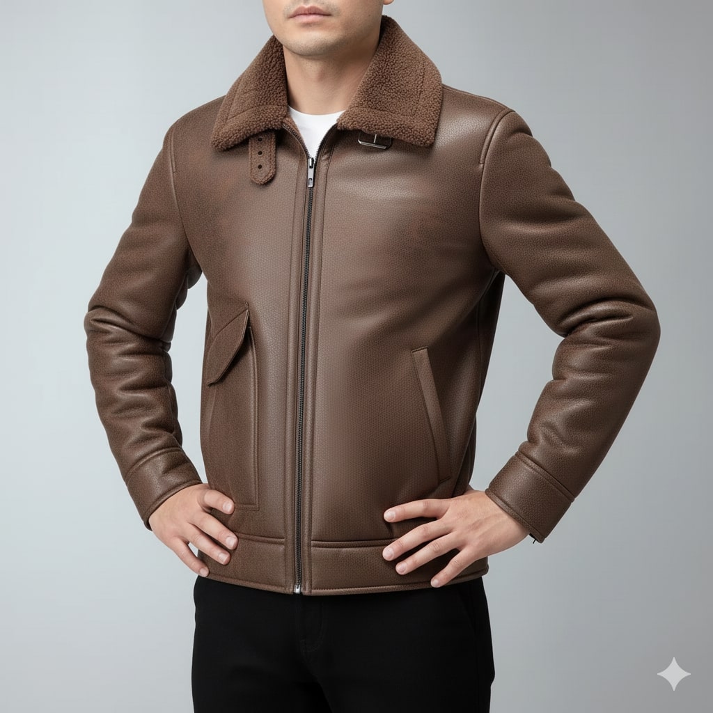 Santiago Men’s Shearling Coat – Suede-Style Winter Jacket for Extreme Cold