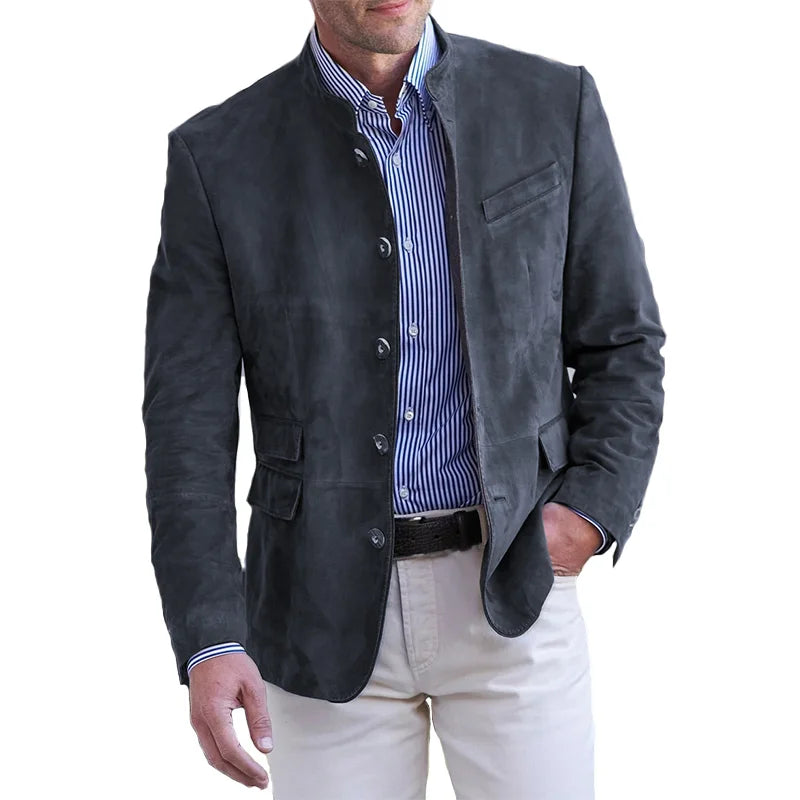 Matteo | Men’s Tailored Lightweight Mandarin Collar Blazer