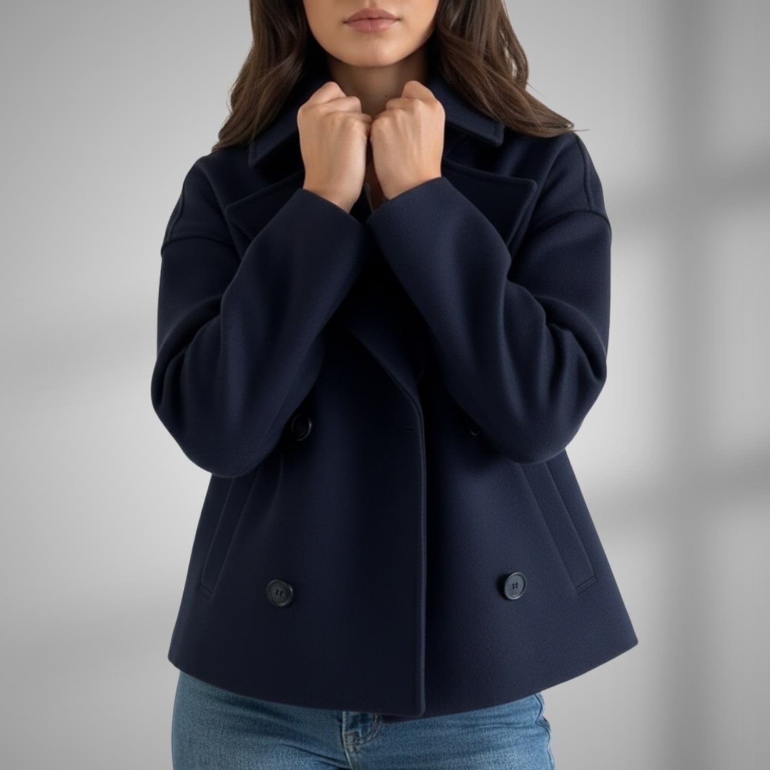 Maëva Women’s Trench Coat – Double-Breasted Cropped Cotton-Blend Jacket