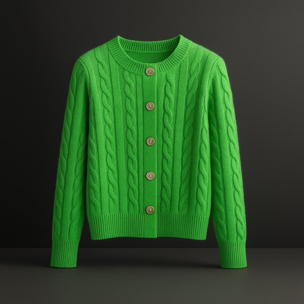 Floor Women’s Cable Knit Cardigan – Mink Wool Blend Sweater