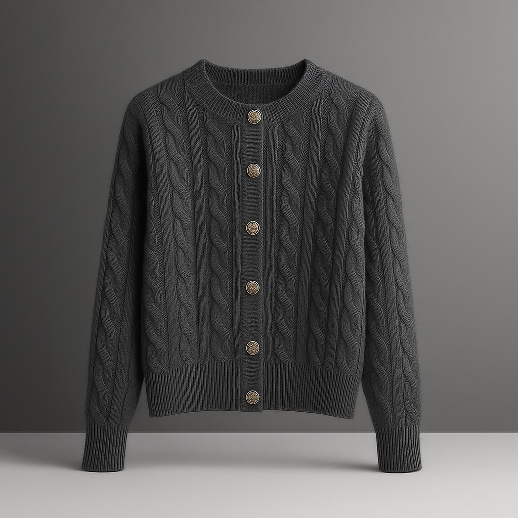 Floor Women’s Cable Knit Cardigan – Mink Wool Blend Sweater