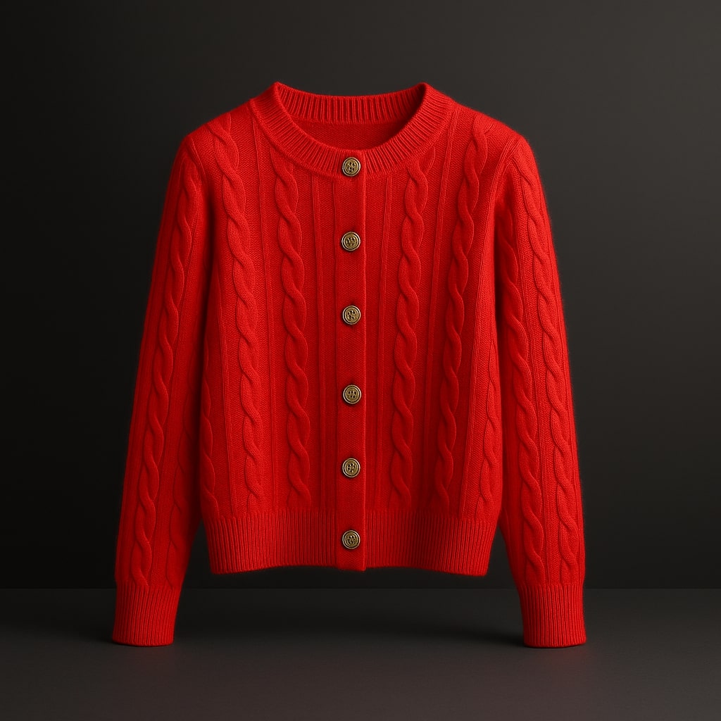 Floor Women’s Cable Knit Cardigan – Mink Wool Blend Sweater