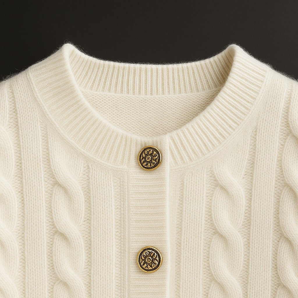 Floor Women’s Cable Knit Cardigan – Mink Wool Blend Sweater