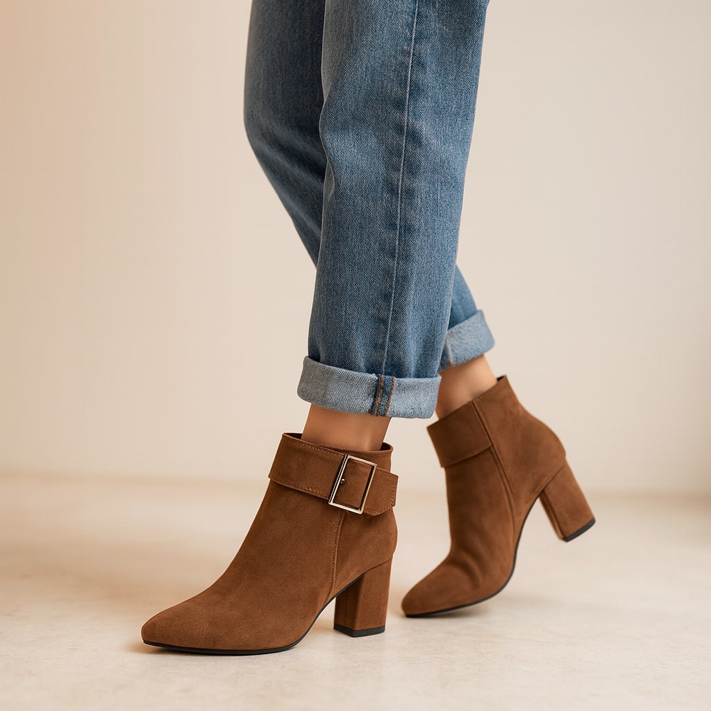 Lana Buckle Ankle Suede Boots