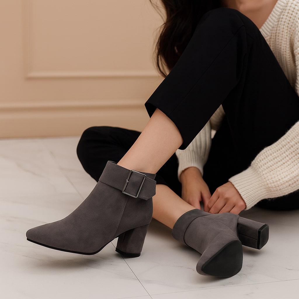 Lana Buckle Ankle Suede Boots