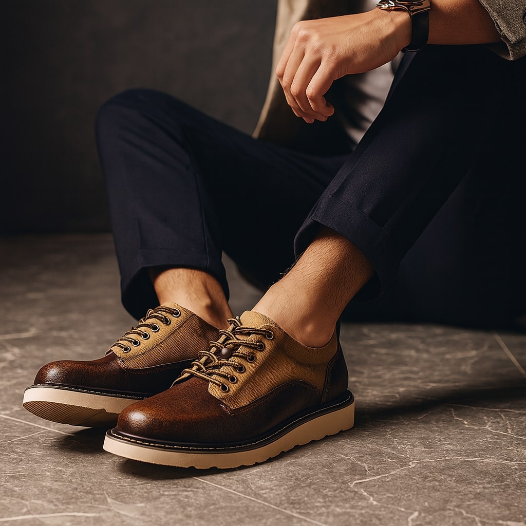 Camilo Men’s Oxford Shoes – Mixed-Material Cushioned Comfort Dress Shoes