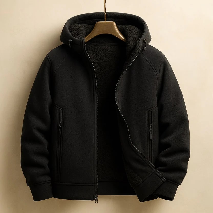 Sven Men’s Sherpa Lined Jacket – Warm Fleece Zip-Up Hooded Jacket for Cold Weather