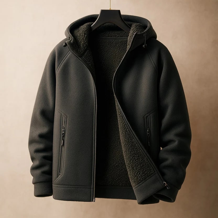 Sven Men’s Sherpa Lined Jacket – Warm Fleece Zip-Up Hooded Jacket for Cold Weather