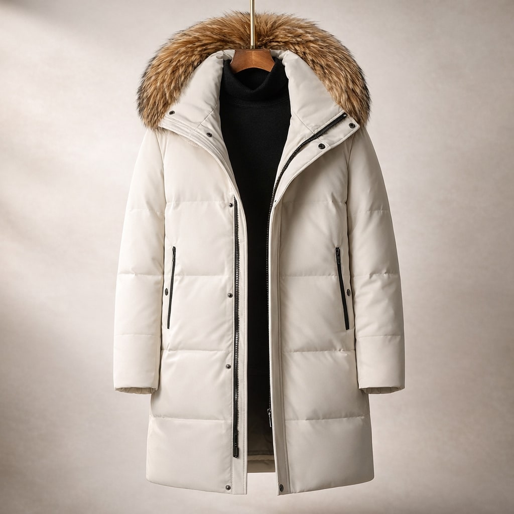 Olivier Men’s Parka Jacket – Duck Down Long Insulated Zip-Up Jacket with Hood