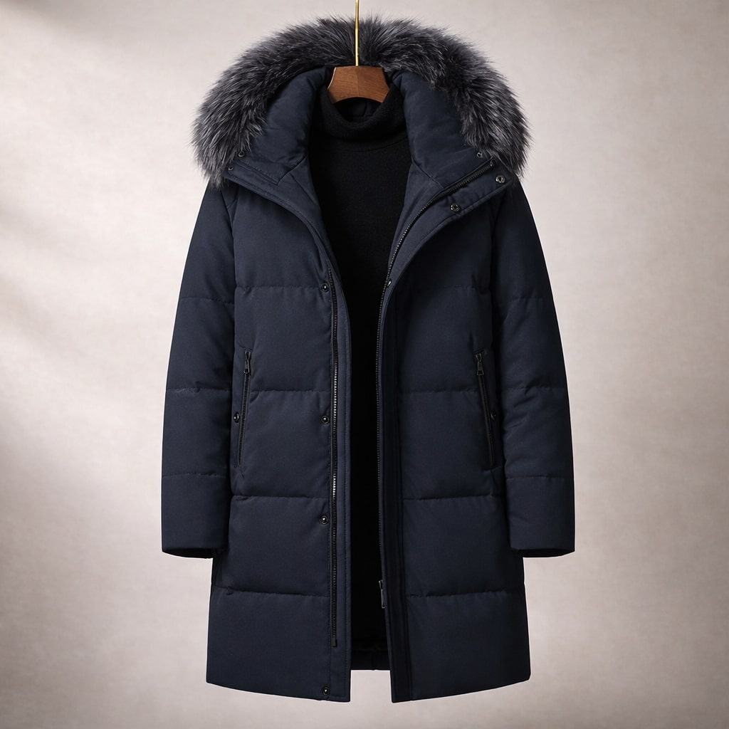 Olivier Men’s Parka Jacket – Duck Down Long Insulated Zip-Up Jacket with Hood