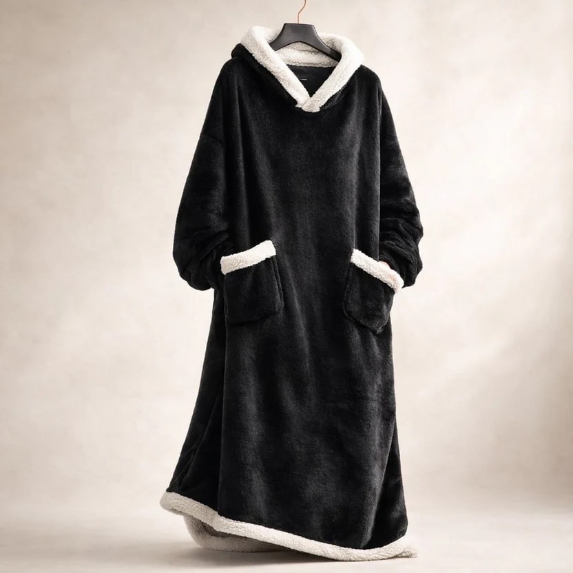 Ilse Women’s Hooded Plush Robe – Full-Length Soft Cozy Loungewear