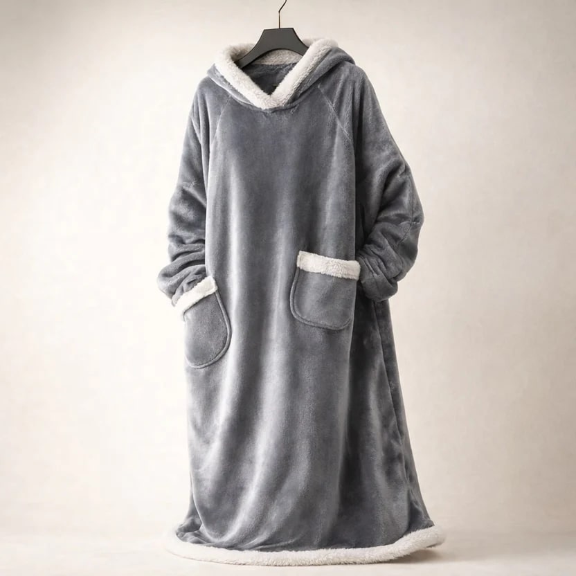 Ilse Women’s Hooded Plush Robe – Full-Length Soft Cozy Loungewear