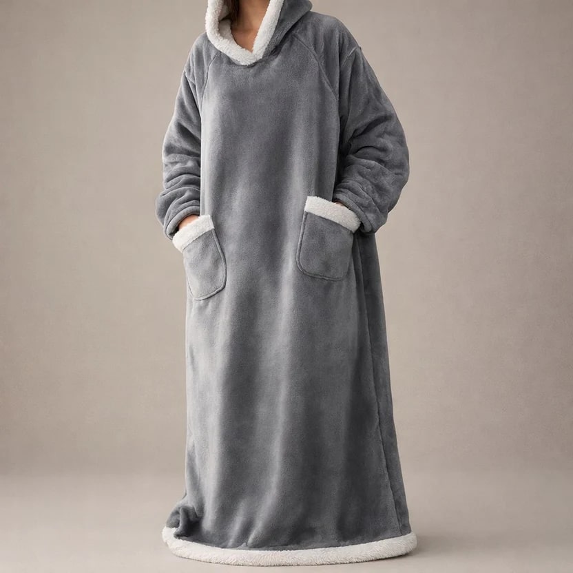 Ilse Women’s Hooded Plush Robe – Full-Length Soft Cozy Loungewear