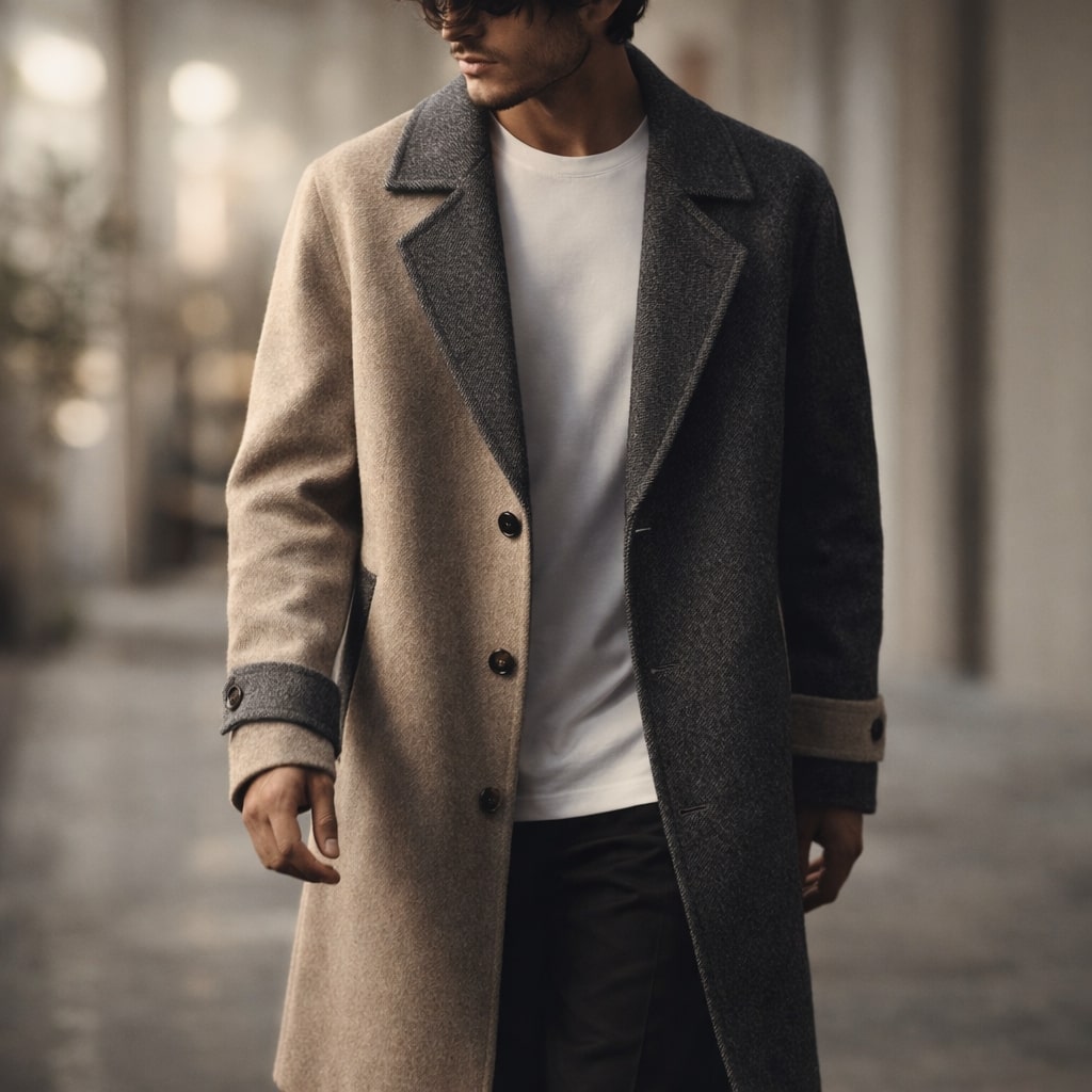 Enzo Men’s Long Coat – Structured Corduroy Tailored Jacket for Cold Weather