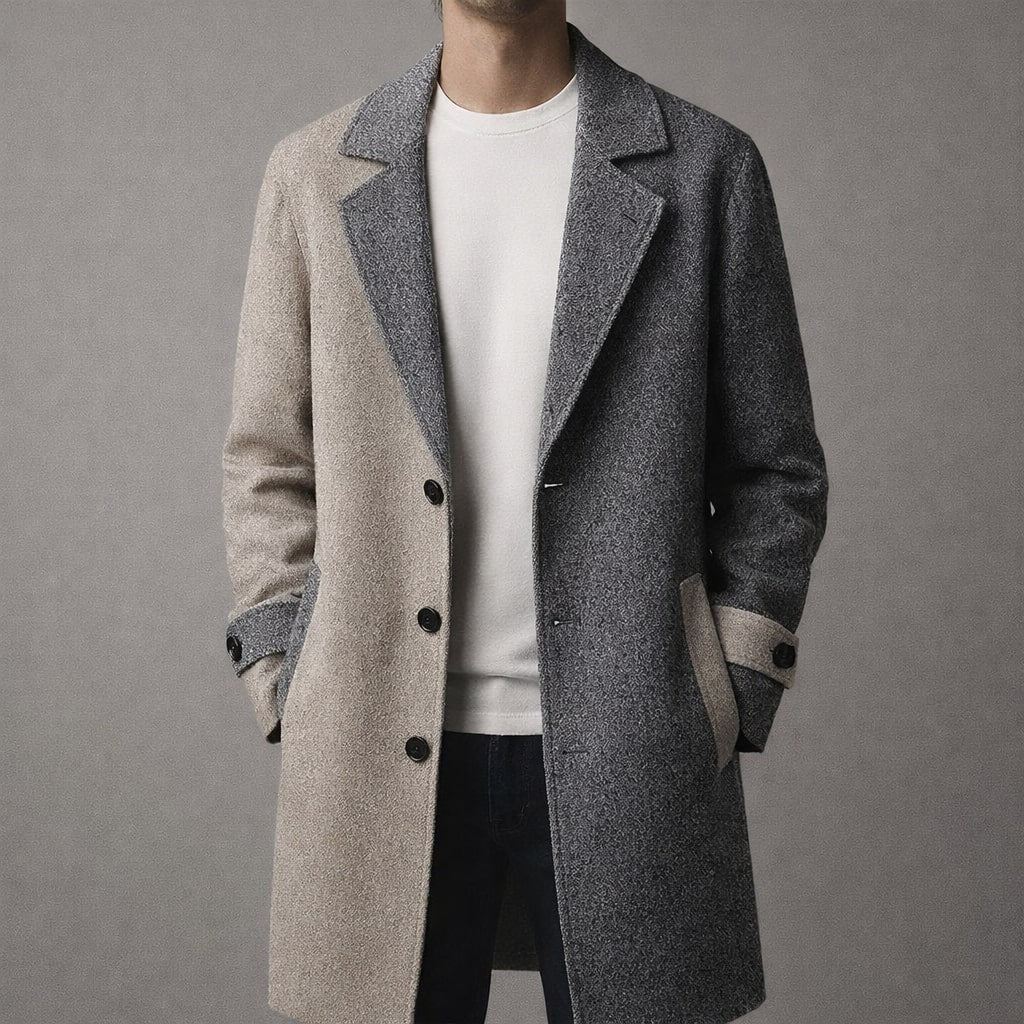 Enzo Men’s Long Coat – Structured Corduroy Tailored Jacket for Cold Weather