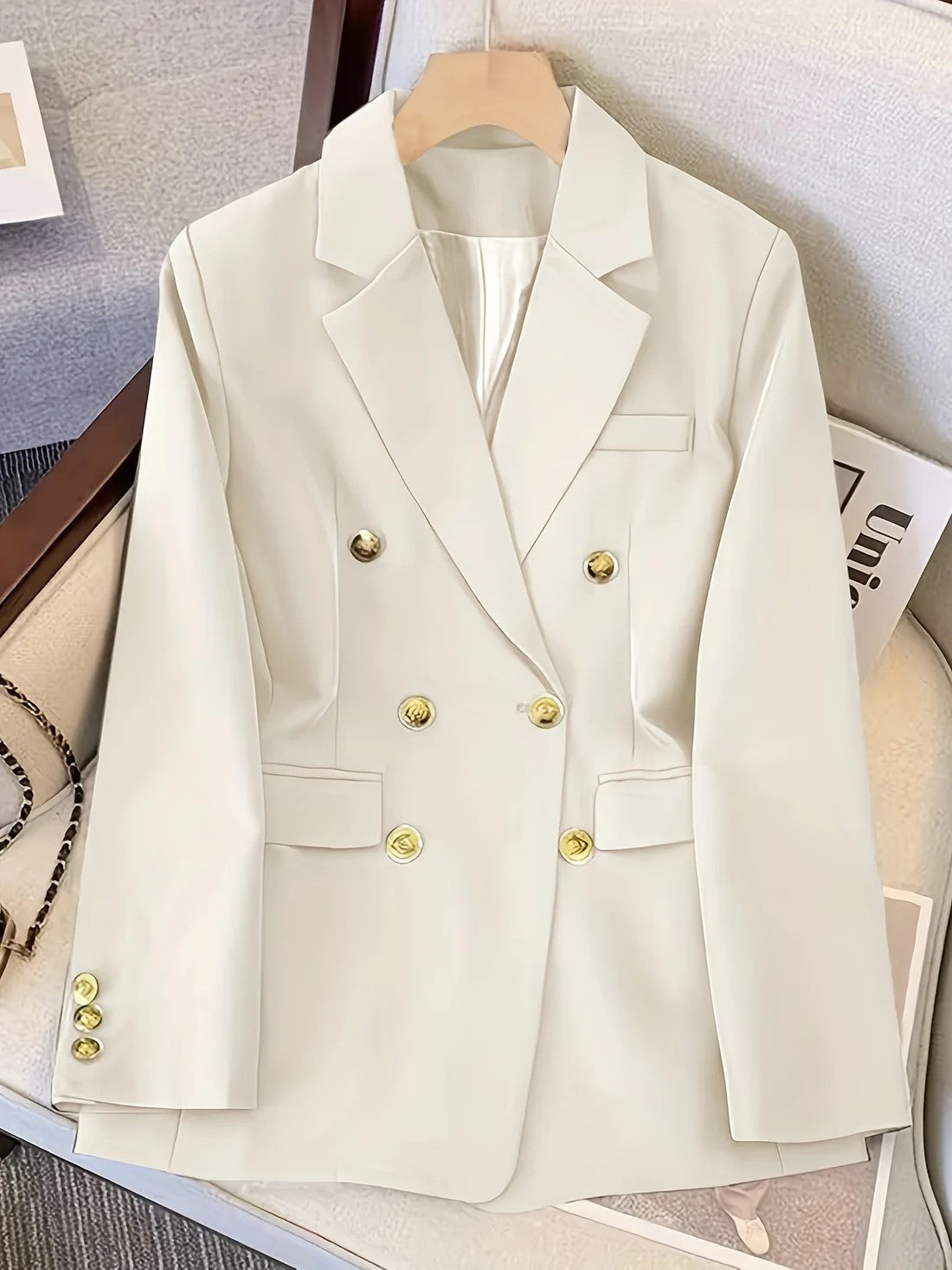 Camila | Women Winter Gold Button Office Blazer
