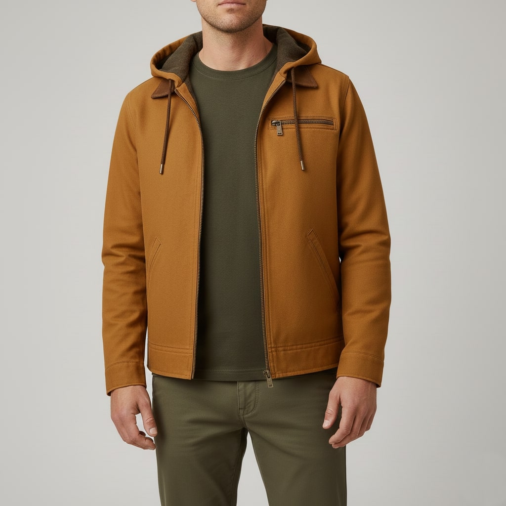 Arthur Men’s Hooded Jacket – Lightweight Windbreaker Jacket with Fleece Lining