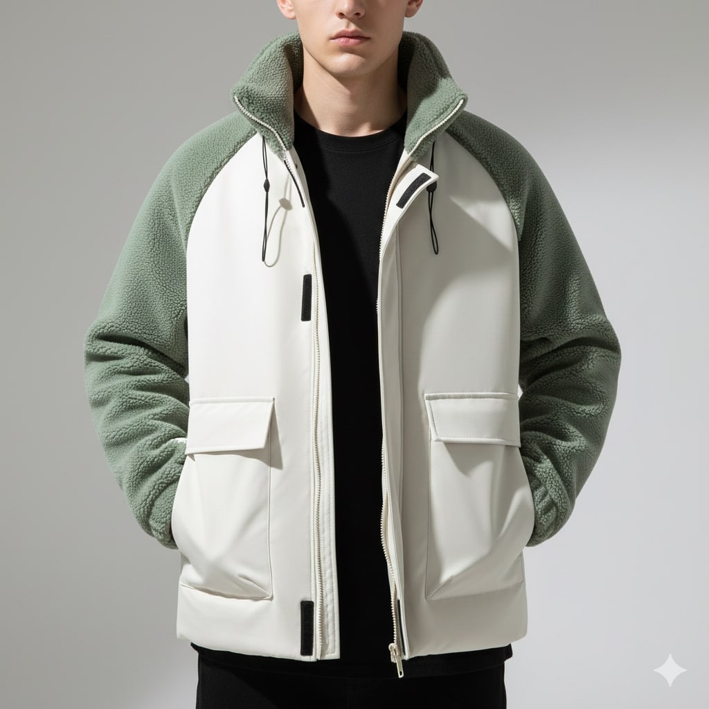 Diego Men’s Fleece Jacket – Hybrid Sherpa Zip Up Jacket