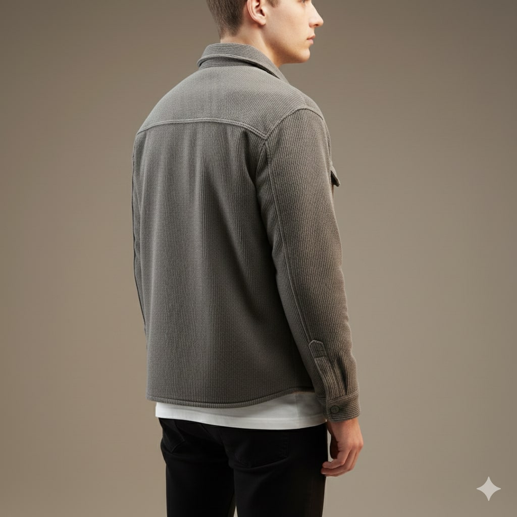 Roman Men’s Corduroy Shirt Jacket – Egyptian Cotton Sherpa-Lined Outerwear for Cold Weather